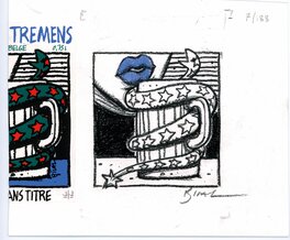 Le dessin avec l'étiquette collé sur la même feuille Le dessin avec l'étiquette collé sur la même feuille
