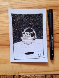 oTTami - Dessin original de l'Inktober 2020 : Baby Yoda : Grogu ! - Illustration originale