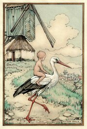 Anton Pieck - Waterclor for a birthcard - Illustration originale