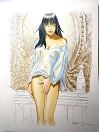 Marie debout en nuisette transparente (étape) Marie debout en nuisette transparente (étape)