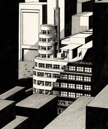 François Schuiten - Bruxelles, le Bâtiment Flagey - Original Illustration