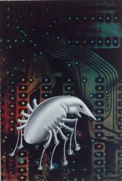 L'original de Puces Publié ..., une Photo d'une Puce informatique Collé sur Carton Canson et La Puces Requin peinte Par Miss Keleck a L'Acrylique ....au Format : 14 X 20,5 Cm L'original de Puces Publié ..., une Photo d'une Puce informatique Collé sur Carton Canson et La Puces Requin peinte Par Miss Keleck a L'Acrylique ....au Format : 14 X 20,5 Cm