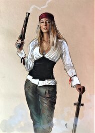 Fabrice Le Hénanff - Capitaine Bligh - une belle pirate - Illustration originale