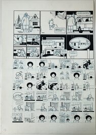 Planche originale - Chris Ware - Rusty Brown - Woody Brown in garage; Alice White footnotes