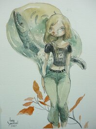 Tony Sandoval - Girl and the Fish 2021 - Illustration originale