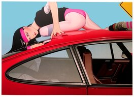 Dennis Mukai - Slippery When Wet /  Porsche - Illustration originale