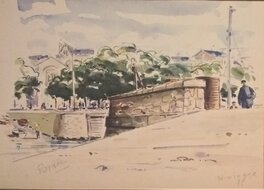 Pierre Wininger - Wininger - illustration Le Port de Pornic - Aquarelle - 1981 - Illustration originale