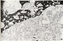 Studio Peyo - Les schtroumpfs - Cosmoschtroumpfs- publie - Original Illustration