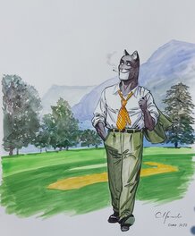 Juanjo Guarnido - Blacksad at Lake Como - Illustration originale