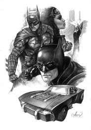 Claudio Aboy - "The Batman" -Robert Pattinson (Batman) & Zoe Kravitz (Catwoman) - Original Illustration