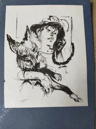 René Follet - Femme au renard - Original art