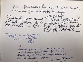 Extrait du livre d'or de l'exposition « BD Religieuse » , qui s’est tenue jusque début septembre 1985 , à l’Ecole des métiers d’art de Maredsous en Belgique