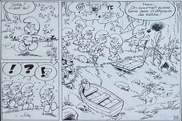 Peyo - “ Les Schtroumpfs “-Peyo-Demi-page - Comic Strip