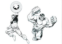 Dan Panosian - Captain america and Hulk - Original Illustration