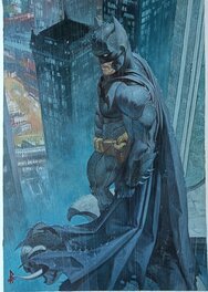 Riccardo Federici - Rain in Gotham City... Batman watches over the city - Comic Strip
