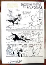 Frank Springer - Grande planche originale - Springer - Looney tunes "Experiment in space" - Planche originale