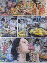 Eric Liberge - Sabine dans les rues de New Delhi - Planche originale