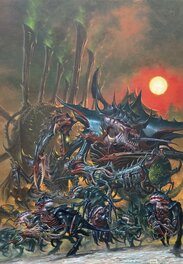 Adrian Smith - Warhammer 40.000 : Tyranid Warrior and Brood - Original Illustration