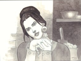 Drazen Kovacevic - Portrait de Maria les mains croisées (La Croix sanglante) - Original Illustration