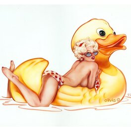 Olivia De Berardinis - "Rubber Ducky" - Playboy Magazine - Illustration originale