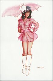 Olivia De Berardinis - "Umbrella" - Playboy Magazine - Illustration originale