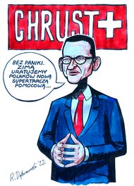 Ryszard Dąbrowski - Morawiecki - Premier ministre polonais - incessant menteur. - Original Illustration