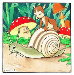 José Cabrero Arnal - Roudoudou et l'escargot - Original Illustration