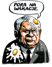 Ryszard Dąbrowski - Jaroslaw Kaczynski - temps pour les vacances (et ne reviens pas). - Illustration originale