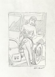 Philippe Berthet - Pin-up - En voiture soldat ! - Original art