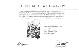Certificat d'authenticité.