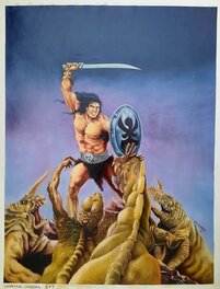 Ester Colls Nadal - GALAXIA Fantasy 2000 #24  Conan warrior / Guerrier vs. prehistoric monsters - Couverture originale
