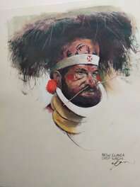 René Follet - Chef waghi (Nouvelle Guinée) - Illustration originale