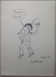 Bernadette Després Dédicace de Tom-Tom et Nana ...Masque ,sur Feuille Année 1984 réalisée dans un Salon BD Paris Convention