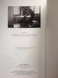 Page de Fin avec Alex Varenne dans son Atelier Parisien ... , et le dépot legal a parution