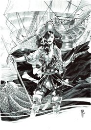 Bringel philippe - La femme pirate - Illustration originale