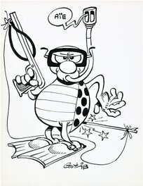 Gotlib - Coccinelle Plongée Sous-Marine - Original Illustration