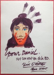 Alain Letoct - Letoct alain Dédicace Couleur indien Mattocheega des prairies , Rare Okapi BD sur Feuille Convention Paris Année 1985 . - Sketch