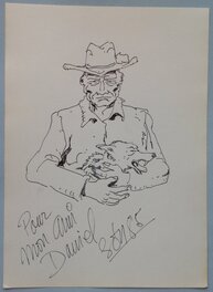 Son Pham Minh Dédicace Héros Loup Ou Chien ,BD Dessin encre de Chine Feuille Année 1985 réalisée dans Salon BD Paris Convention