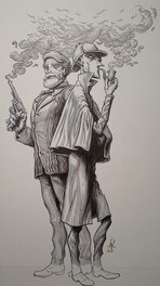 Benoît Dahan - Dahan, Dans la tête de Sherlock Holmes, Tome 1, couverture et illustration page de titre, 2018. - Original Illustration