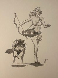 Jean Torton/Jeronaton, illustration originale, Chasseuse.