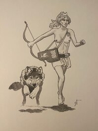 Jeronaton - Jean Torton/Jeronaton, illustration originale, Chasseuse. - Original Illustration