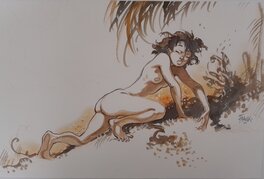 Frank Pé - Manon nue - Original Illustration