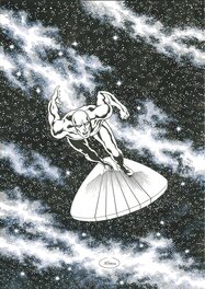 Jean-Yves Mitton - Silver Surfer - Re-création 4ème de couverture de la collection LUG des (4) Fantastiques - Original Illustration