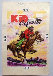 La Couverture Originale du Kid Colorado 10 L'inconnue de La Prairie au format entier de 16,5 X 25 Cm , Bd Éo Petit Format S.E.R 1959