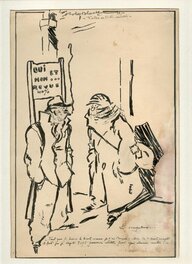 Robert Black Lenoir Dessin Original Offert a Louis FORTON (Créateur Bibi Fricotin & Pieds-Nickelés) clochard Encre de Chine 1931