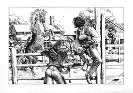 Original Illustration - Marshal Bass illustration "Break'in The Filly"