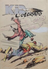 Atelier Chott - Atelier Chott KID Colorado 18 Couverture Originale Planche Couleur Couv indien Couteau Western Cow Boy , Petit Format Chott 1957 - Couverture originale