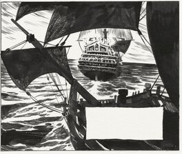 Une case agrandie, detail de l'encrage au pinceau. Une case agrandie, detail de l'encrage au pinceau.