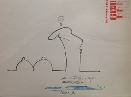 Osvaldo Cavandoli - Cava Osvaldo Cavandoli La Linea L'Alinéa La Ligne Dessin Dédicace The Line La Linea ? Sein pour Robert Gigi GI GI 1973 Lucca 9 - Original Illustration