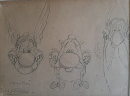 Albert Uderzo - Croquis Astérix, Obélix et Panoramix - Original art